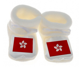 Chausson bebé hongkonesa bandera de color blanco