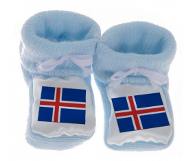 Chausson bandera del bebé azul de Islandia