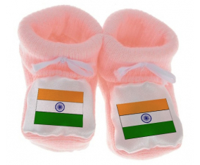 Chausson bandera del bebé India color rosa