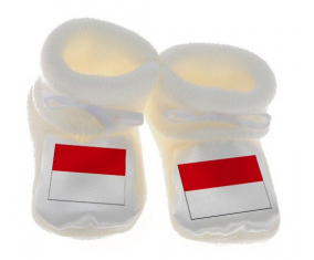 Chausson bandera del bebé Indonesia color blanco