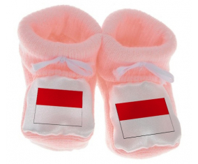 Chausson bandera del bebé Indonesia color rosa