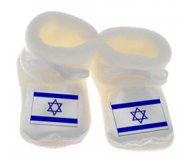 Chausson bandera del bebé Israel color blanco