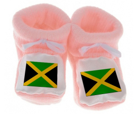 Chausson bandera del bebé Jamaica coloreado rosa
