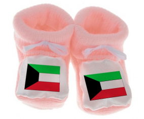 Chausson Bandera del Bebé Kuwait Color Rosa