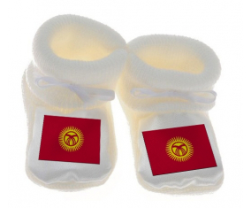 Chausson bebé bandera Kirguistán color blanco