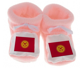 Chausson bandera del bebé Kirguistán color rosa