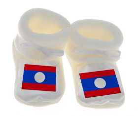 Chausson Bandera del Bebé Laos Blanco