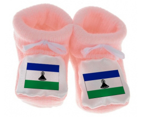 Chausson bandera del bebé Lesotho Rosa