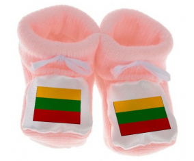Chausson bandera bebé Lituania coloreado rosa