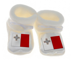 Chausson bandera del bebé Malta color blanco