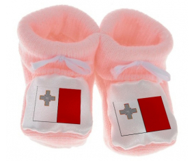 Chausson Bandera del Bebé Malta Color Rosa