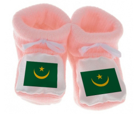 Chausson bandera del bebé Mauritania color rosa