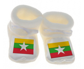 Chausson Bandera del Bebé Myanmar Blanco