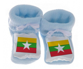 Chausson Bandera del Bebé Myanmar Azul