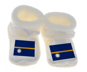Chausson bebé Nauru Bandera de Color Blanco