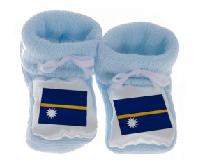 Chausson bandera del bebé Nauru azul