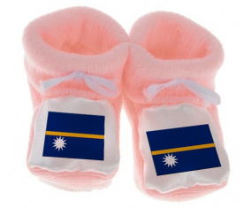 Chausson bandera del bebé Nauru rosa