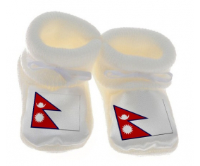 Chausson bebé bandera nepalí color blanco