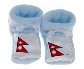 Chausson Bandera del Bebé Nepal Azul