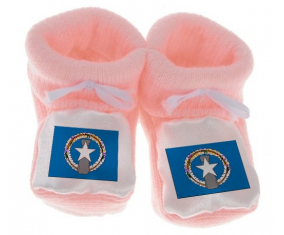 Chausson bandera del bebé Corea del Norte color rosa