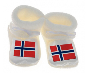 Chausson bebé Noruega Bandera color blanco