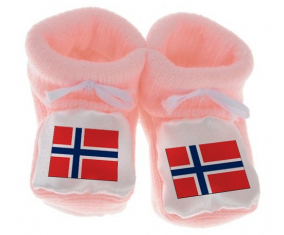 Chausson Bandera del Bebé Noruega Color Rosa