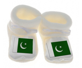 Chausson bandera del bebé Pakistán color blanco