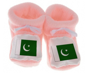 Chausson bandera del bebé Pakistán color rosa