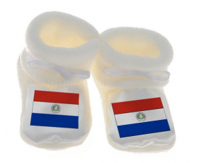 Chausson bebé bandera Paraguay color blanco