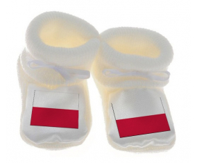 Chausson bandera del bebé Polonia color blanco