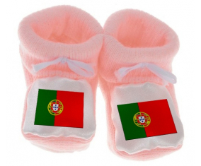 Chausson bandera del bebé Portugal color rosa