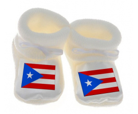 Chausson Bandera del Bebé Puerto Rico Blanco