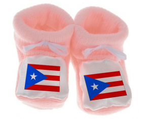 Chausson Bandera del Bebé Puerto Rico Color Rosa