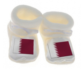 Chausson bebé Qatar Bandera de Color Blanco