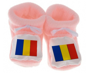 Chausson bandera del bebé Rumania color rosa