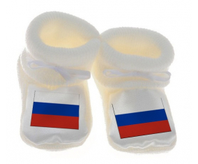 Chausson bandera del bebé Rusia color blanco