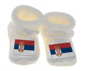 Chausson bandera del bebé Serbia color blanco