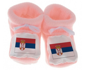 Chausson bandera del bebé Serbia color rosa