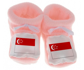 Chausson Bandera del Bebé Singapur Rosa