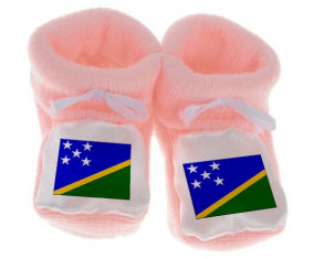 Chausson Bandera del Bebé Islas Salomón Color Rosa