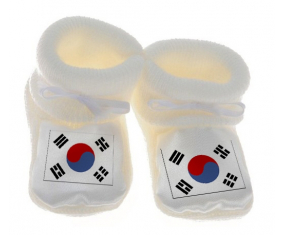 Chausson bandera del bebé Corea del Sur blanco