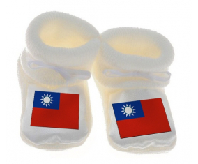 Chausson bandera del bebé Taiwán color blanco