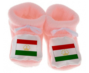 Chausson bebé bandera Tayikistán color rosa
