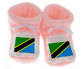 Chausson bandera del bebé Tanzania rosa