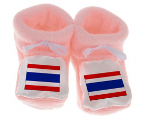Chausson bandera del bebé Tailandia color rosa