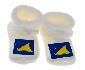 Chausson bebé blanco tokelau bandera