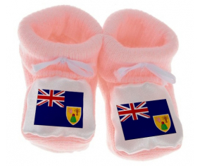 Chausson bandera del bebé turcos y caicos color rosa