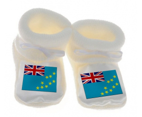 Chausson bebé blanco bandera tuvalu