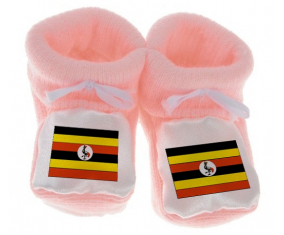 Chausson bandera del bebé Uganda color rosa