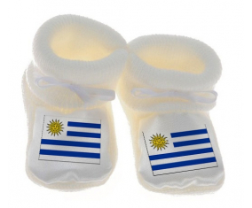Chausson bebé Uruguay Bandera de Color Blanco